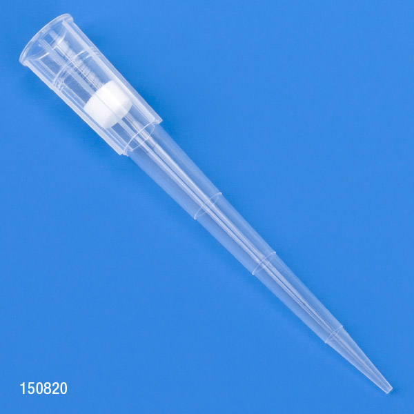 Globe Scientific Filter Pipette Tip, 1 - 200uL, Certified, Universal, Low Retention, Graduated, 54mm, Natural, STERILE, 96/Rack, 10 Racks/Box Image